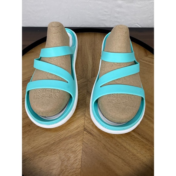 Reel Legends Aqua Blue Sandals Women's Size 10 EU 41 Two Strap Comfort Slides - Picture 1 of 7